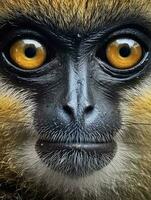very close up portrait of monkey. generative ai photo