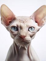 Sphynx cat on white background. photo