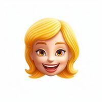 3d illustration of cute smiling girl on white background. photo