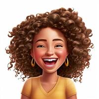 Portrait of a beautiful young woman with curly hair. photo