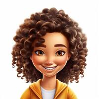 Portrait of a beautiful young woman with curly hair. photo