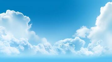 Blue sky background with white clouds. Cumulus white clouds. 3D illustration photo