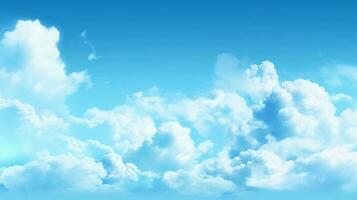 Blue sky background with white clouds. Cumulus white clouds. 3D illustration photo