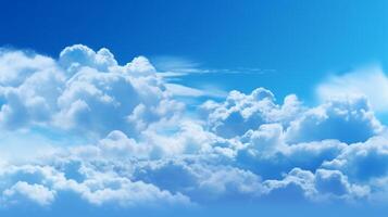 Blue sky background with white clouds. Cumulus white clouds. 3D illustration photo