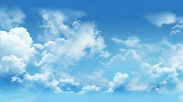 Blue sky background with white clouds. Cumulus white clouds. 3D illustration photo