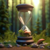 Fantasy landscape with a cute one in a hourglass. 3d rendering photo