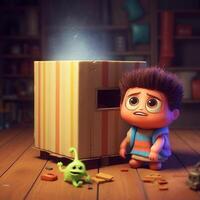 cute box in pixar animation photo