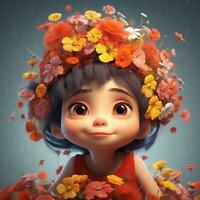 linda pequeño niña vistiendo corona de flor foto