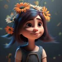 cute little girl wearing crown of flower photo