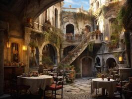 Luxury interior of the old castle for background. 3d rendering. photo