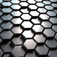 3d rendering of abstract metallic background with hexagons in gray color. photo