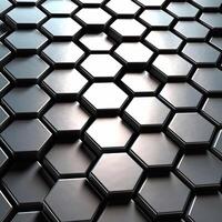 3d rendering of abstract metallic background with hexagons in gray color. generative ai photo