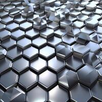 3d rendering of abstract metallic background with hexagons in gray color. generative ai photo