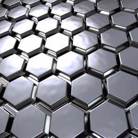 3d rendering of abstract metallic background with hexagons in gray color. generative ai photo