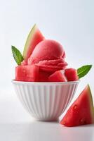 Delicious Watermelon Sorbet isolated on white background, photo