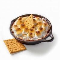 Delicious Smores Dip isolated on white background, photo