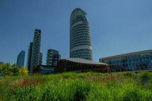 Garden with skyscrapers in Milan photo