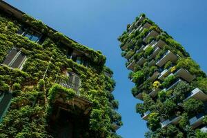 Bosco Verticale is a complex of two ecological residential buildings photo