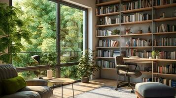modern design cozy study room. Ai gerated photo
