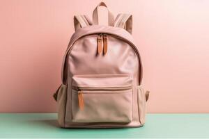 bright school backpack isolated , photo