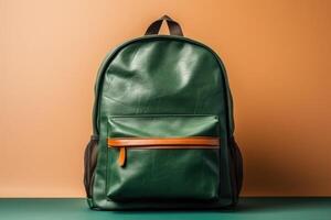 bright school backpack isolated , photo