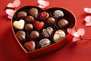 Valentines day chocolates in heart shape box, photo
