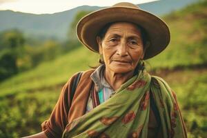 farmer on arabica coffee plantation , AI Generative photo