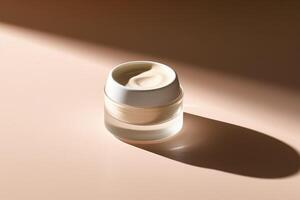 Moisturiser hand cosmetic cream white glass tube mockup front view. photo