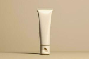 Moisturiser hand cosmetic cream white plastic tube mockup front view. AI Generative photo