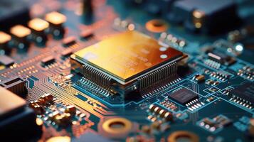 Electronic circuit board close up. photo