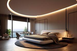 Interior of modern stylish bedroom, photo