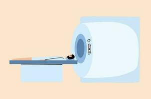 A man is being diagnosed on an MRI machine. Magnetic resonance imaging. Vector illustration in flat style