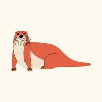 Cute funny otter. Vector illustration in hand drawn style