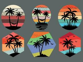 Retro Vintage Sunset Vector Bundle