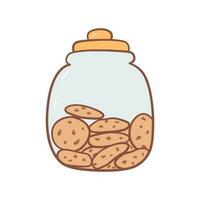 galletas con chocolate en almacenamiento frasco. garabatear dibujos animados estilo. vector ilustración aislado en blanco antecedentes