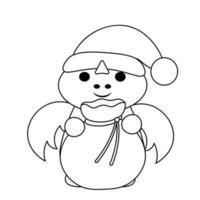 Cute cartoon Dragon Santa Claus in black and white vector