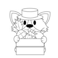 Cute Corgi with fruit in wooden box in black and white vector