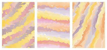 Set colors watercolor abstract background with marble liquid effect vector