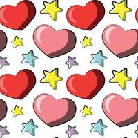 Seamless pattern with stars and heart on white background vector