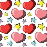 Seamless pattern with stars and heart on white background vector