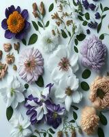 floral pattern with different types of beautiful flowers photo