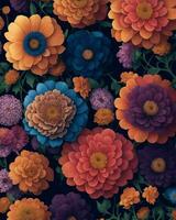 floral pattern with different types of beautiful flowers photo