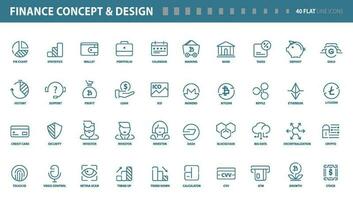 conjunto de plano línea íconos de Finanzas concepto y diseño. vector conceptos para sitio web y aplicación diseño y desarrollo.