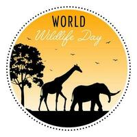 World wildlife day with animals in the forest vector