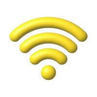 Yellow Wi-Fi icon. 3D realistic wireless network vector illustration.