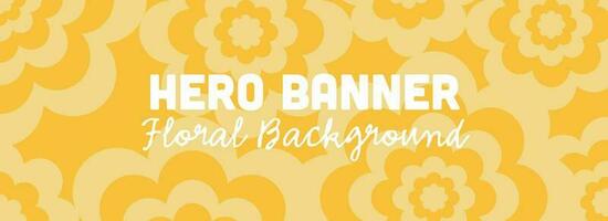 Yellow Floral Banner With Copy Space, Hero Image Template. Flowers Pattern Image for Websites And Print Design, Golden shade vector