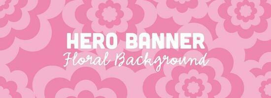 Pink Floral Banner With Copy Space, Hero Image Template. Flowers Pattern Image for Websites And Print Design, Light Magenta Shade vector