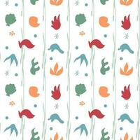 Seamless pattern with undersea inhabitants and abstract spots, creative childish background, perfect for kids apparel, fabric, textile, nursery decoration, wrapping paper. Print for clothes. Vector