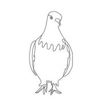 Pigeon one line drawing. A beautiful calm dove walking along the road. Black and white vector illustration. Concept for logo, card, banner, poster, flyer