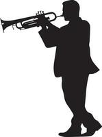 A person is blowing the trumpet Black And White, Vector Template Set for Cutting and Printing